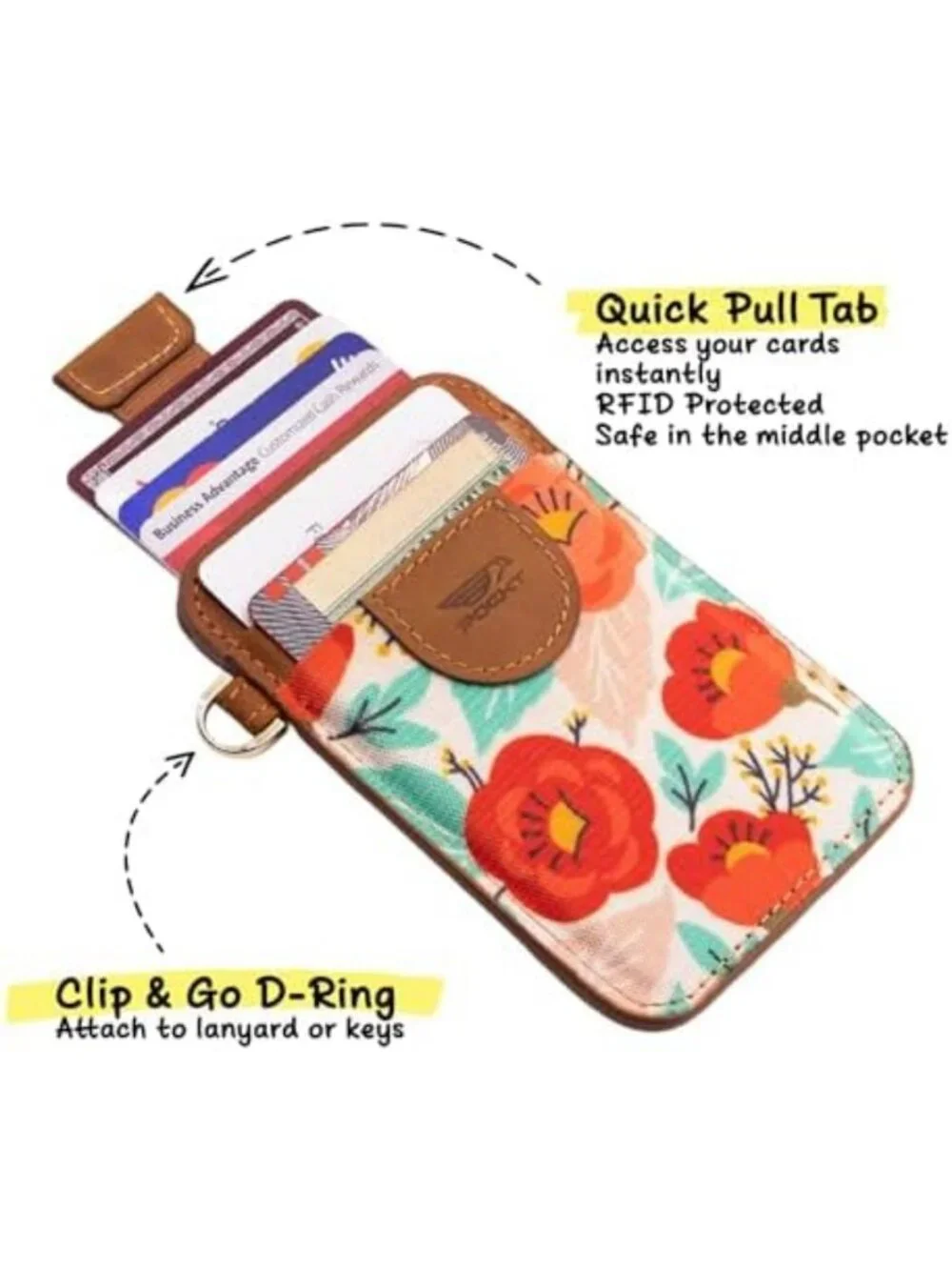 Slim RFID Wallet for Women - Minimalist Thin Card Holder & Keychain Wallet